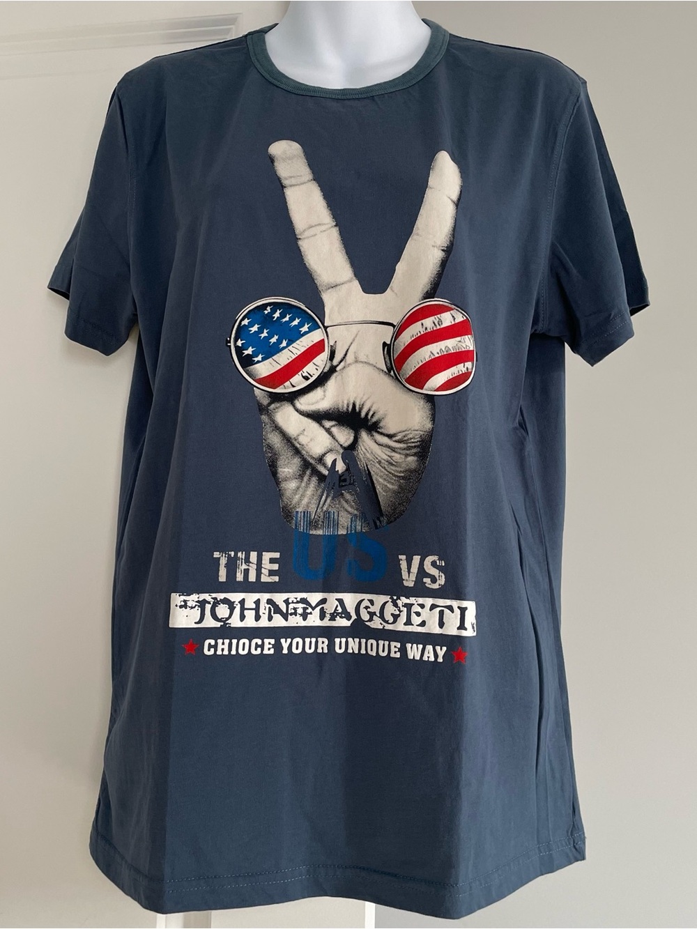 Graphic Peace Sign Tee with American Flag Sunglasses